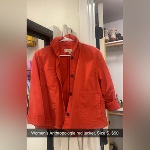 Red Anthropologie cardigan